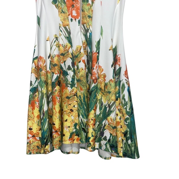 Floral Sleeveless Dress in White and Yellow - Picture 10 of 15